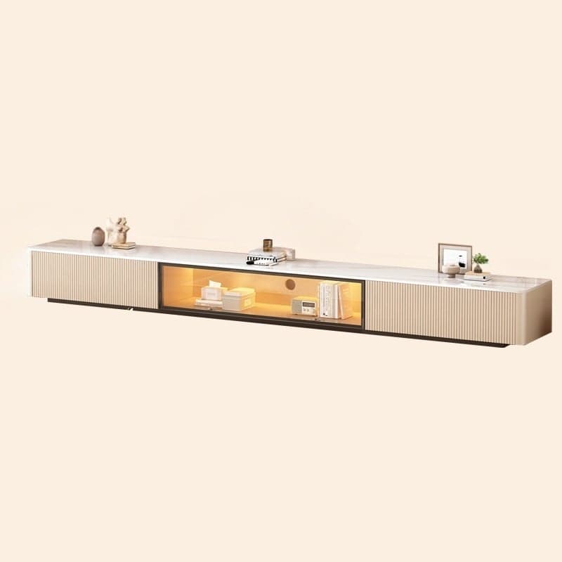 Modish Sintered Stone TV Stand with 2-Drawer, Cabinet & Cable Management Living Room thumbnail 2