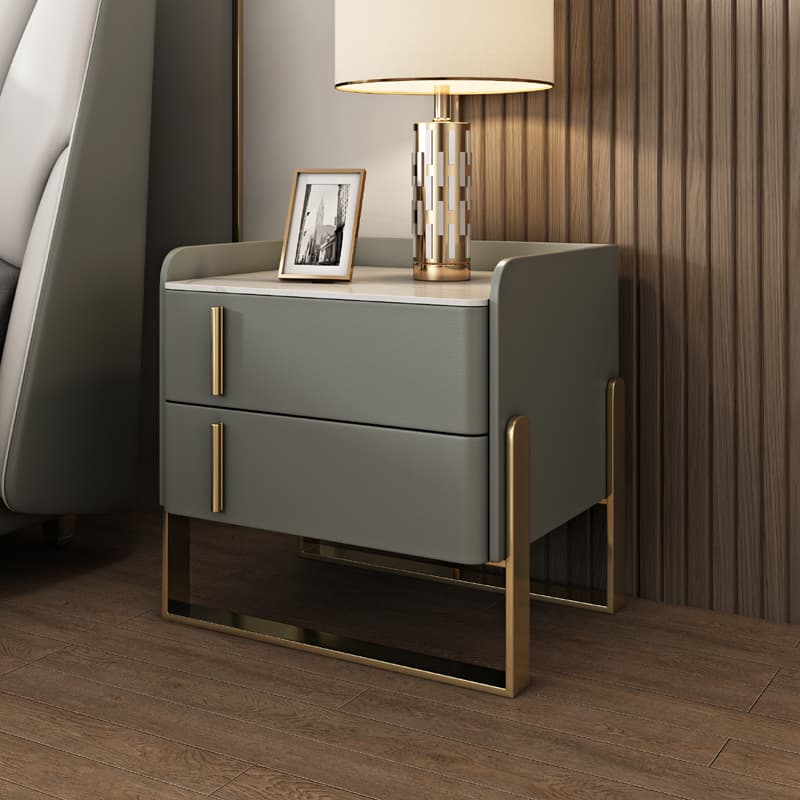 Nightstand With Drawer Organization with Leg, 2 Drawers and Stone Counter Top in a Casual Style thumbnail 7