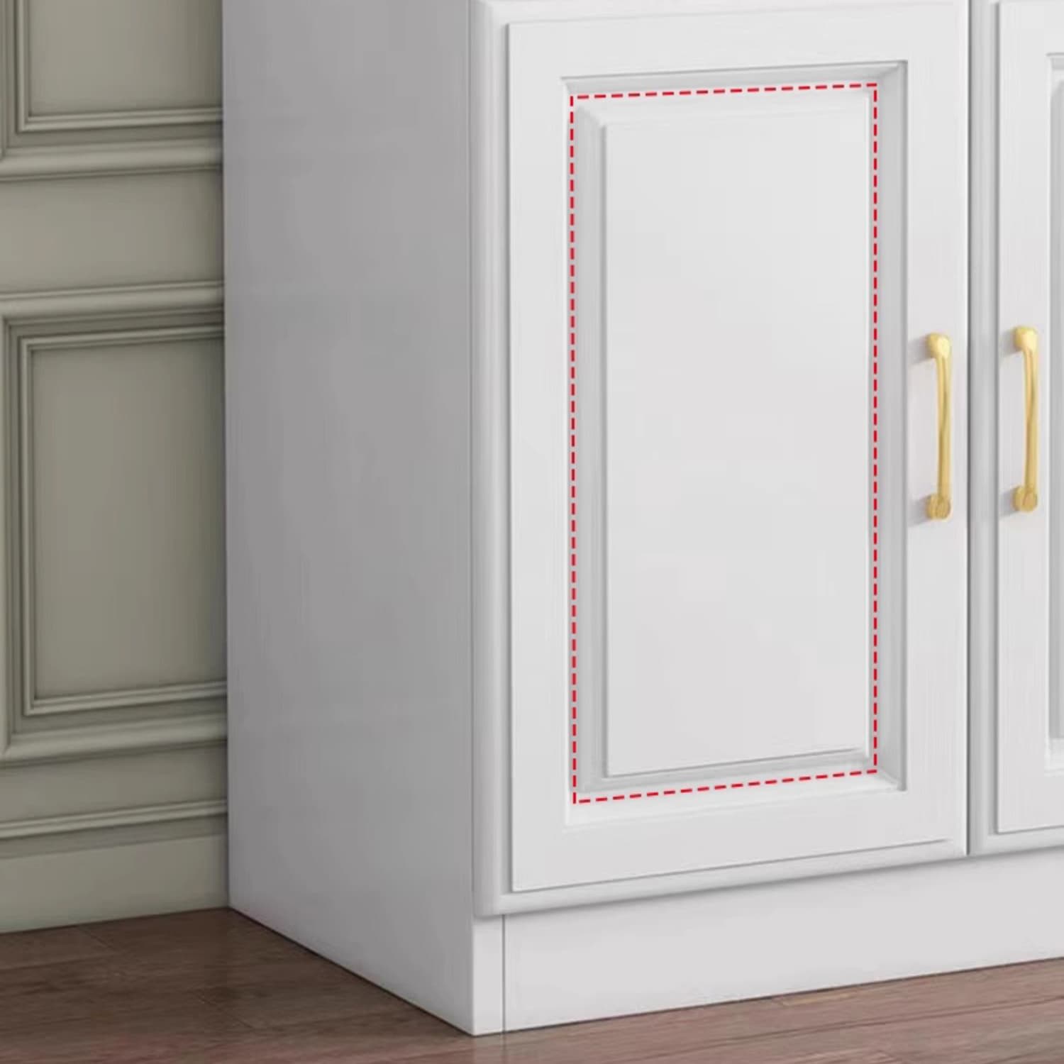 Detached Narrow/Standard Sideboard in Slab for Sitting Room with Pantry Hutch, 1 Shelf, 4 Doors/3 Doors/2 Doors and 4 Drawers/3 Drawers/2 Drawers in a Trendy Style thumbnail 8