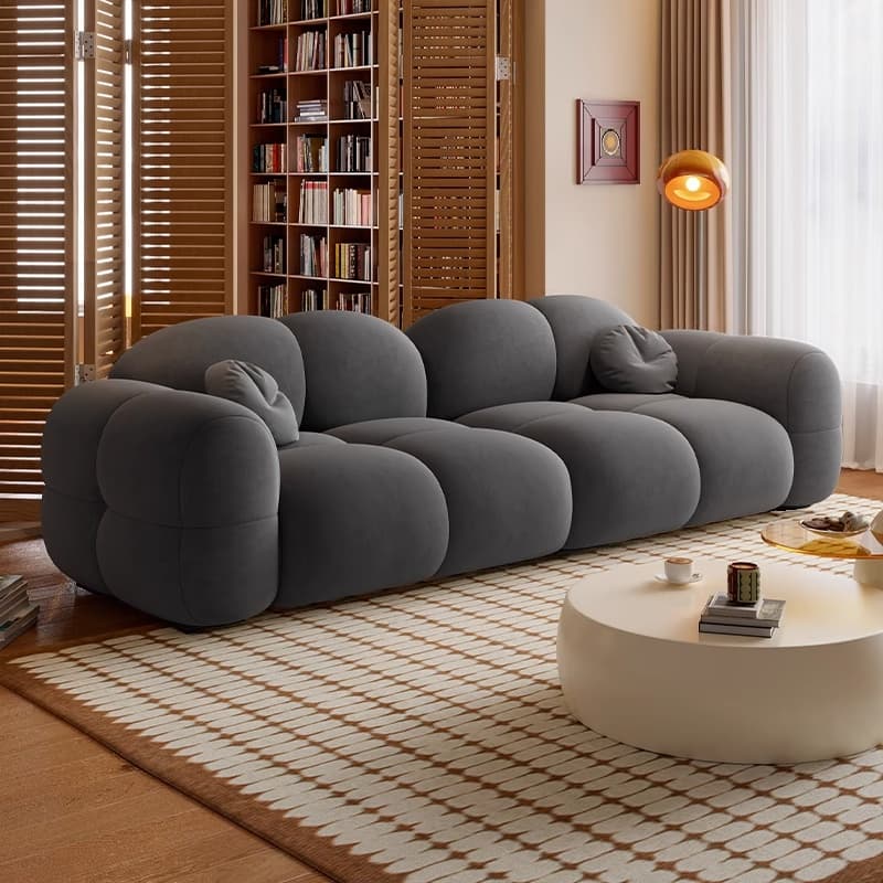 Versatile Grey/Blush/Amber Flannel Standard Sofa/Loveseat with Arm and Concealed Support thumbnail 1