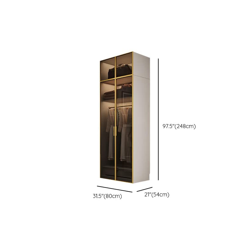 Chalk Minimalist Laminate Cabinet Armoire with Soft Close Drawer, Soft Close Door, Interior Shelves, and Clothing Rod thumbnail 16