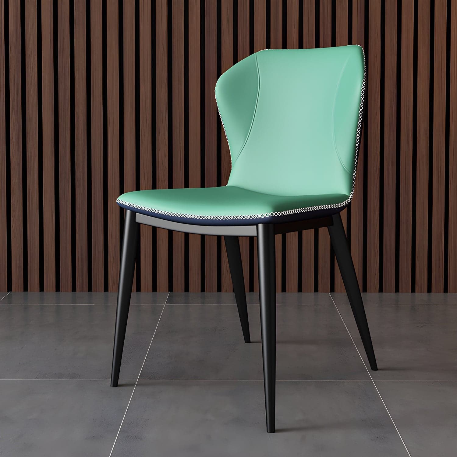 Modern Leather Home Side Chair Wingback Matte Finish Dining Chair thumbnail 3