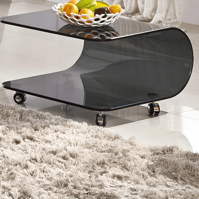 Transparent Wheel coffee table with Roller Wheels, Locker, 1 Shelf/2-Tier and Square/Square for Indoor Use thumbnail 1