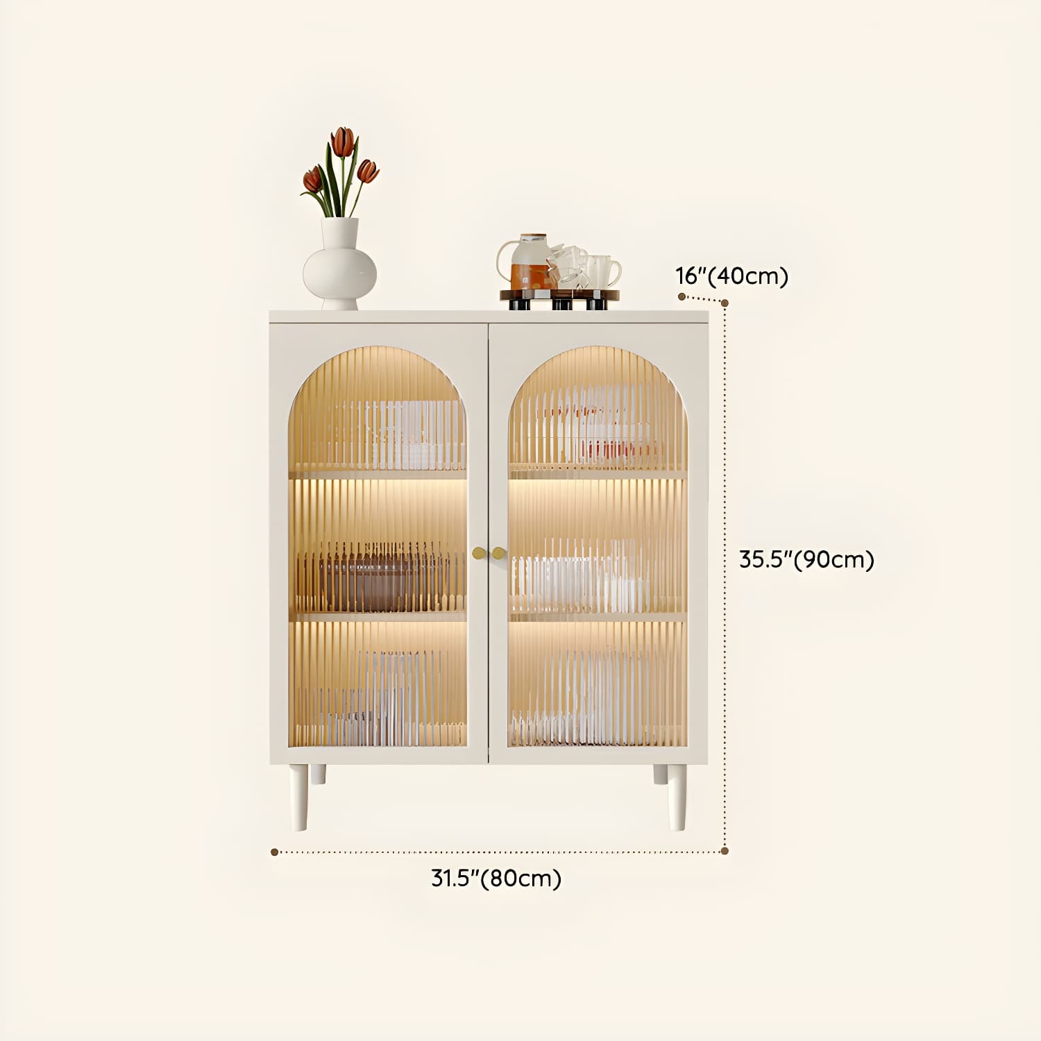 White Modern Sideboard Credenza with Cabinets and Reserve Installation Holes, Full Assembly Required thumbnail 14