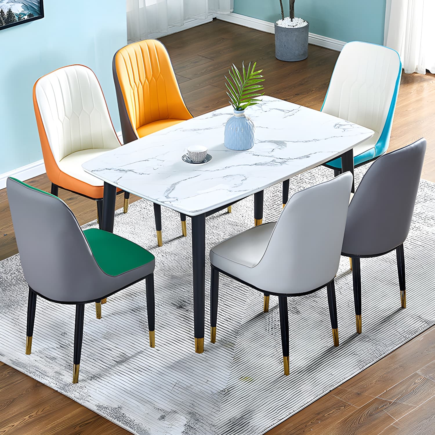 Metal Base Indoor Chair 18'' Wide Parsons Leather Chair for Restaurant thumbnail 20