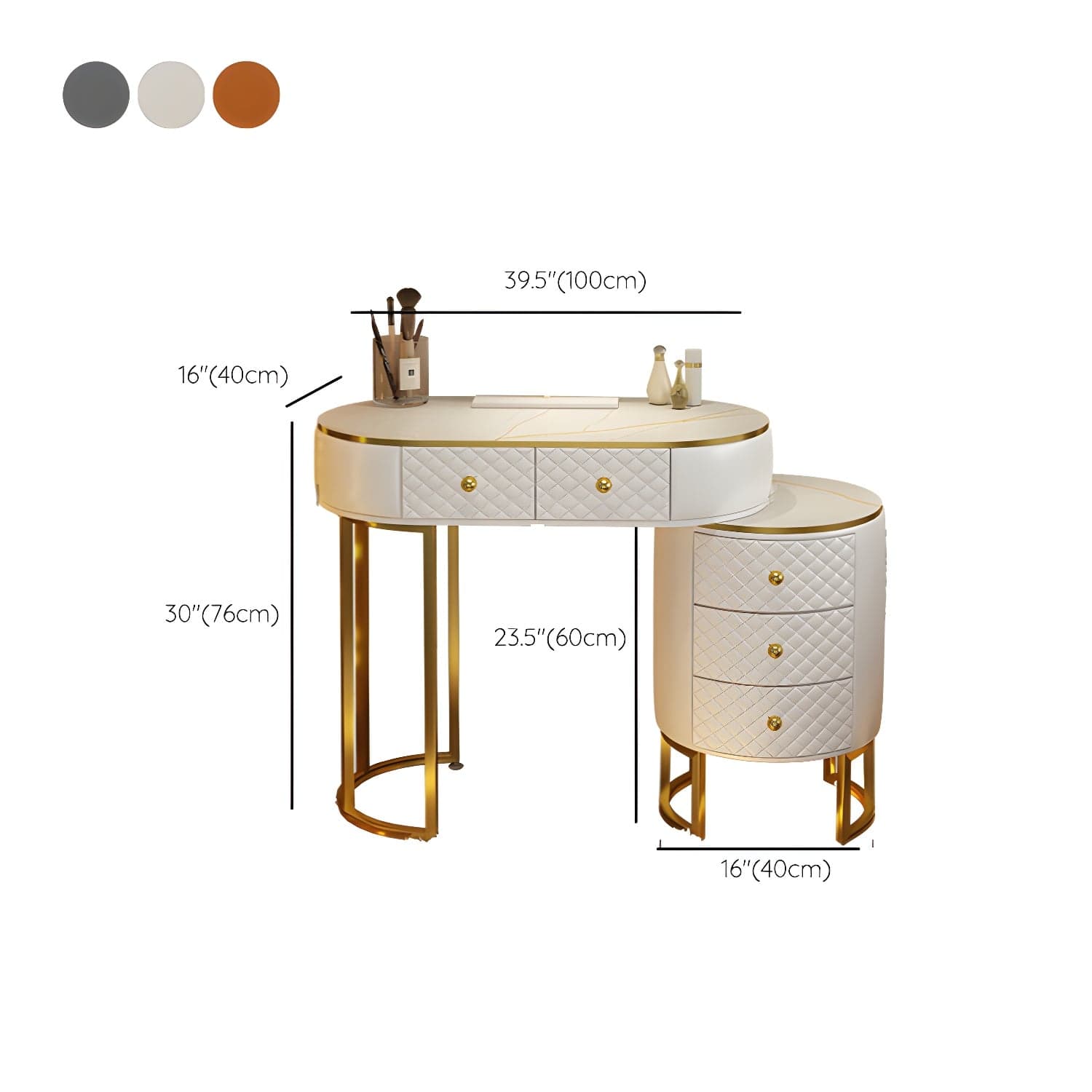 Scandinavian Wooden Vanity Dressing Table 29.9" H Bedroom Makeup Counter with Drawer thumbnail 23