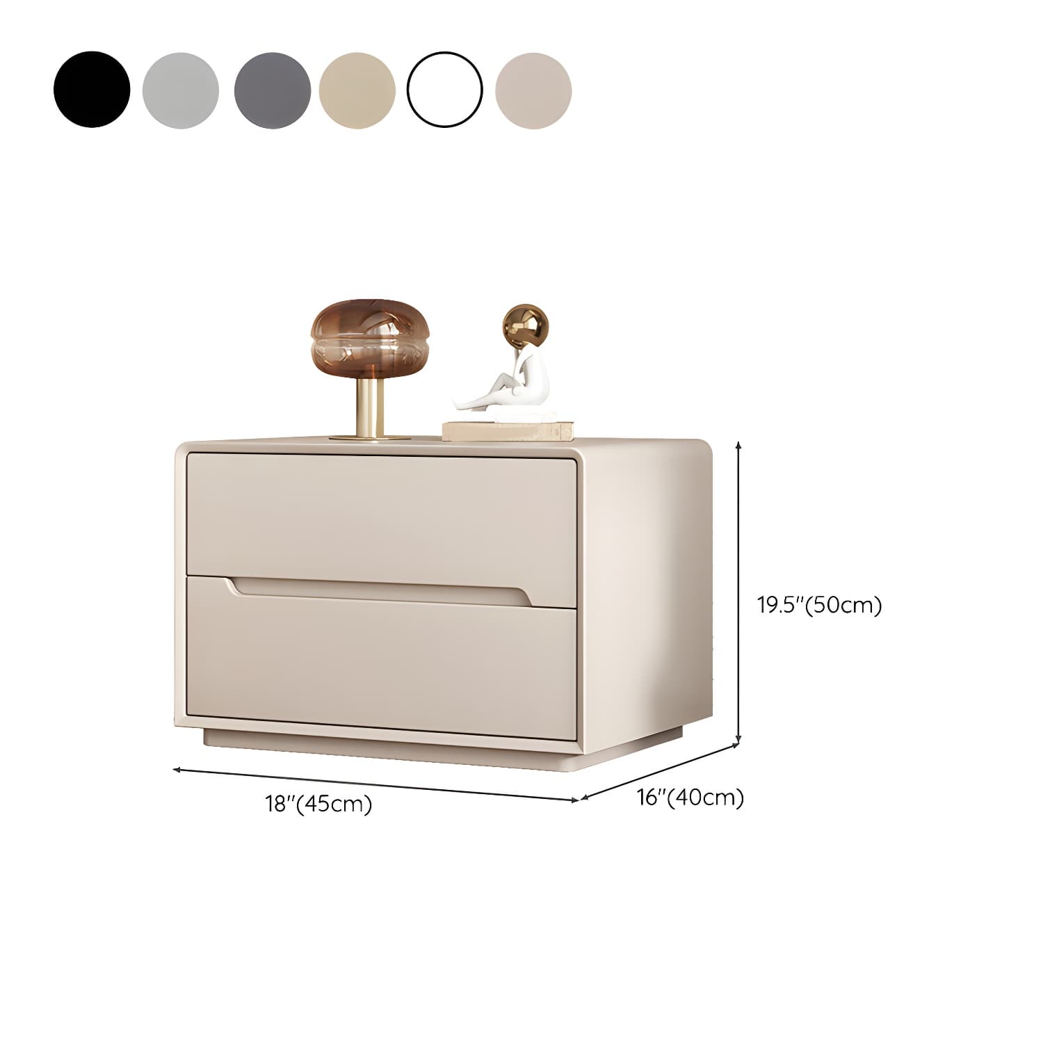Modern Faux Leather Nightstand with 2 Drawers & No Distressing - Light Wood Tone thumbnail 13