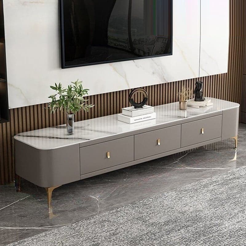 Luxurious Rectangular Glass TV Stand with Storage Drawers, 11.8"W x 15.4"H thumbnail 3