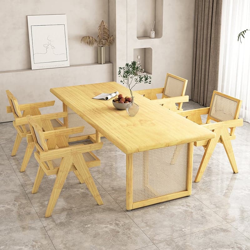 Natural Pine Wood Dining Table Set in Natural Color for 4 People/11 People/Seats 8 thumbnail 5