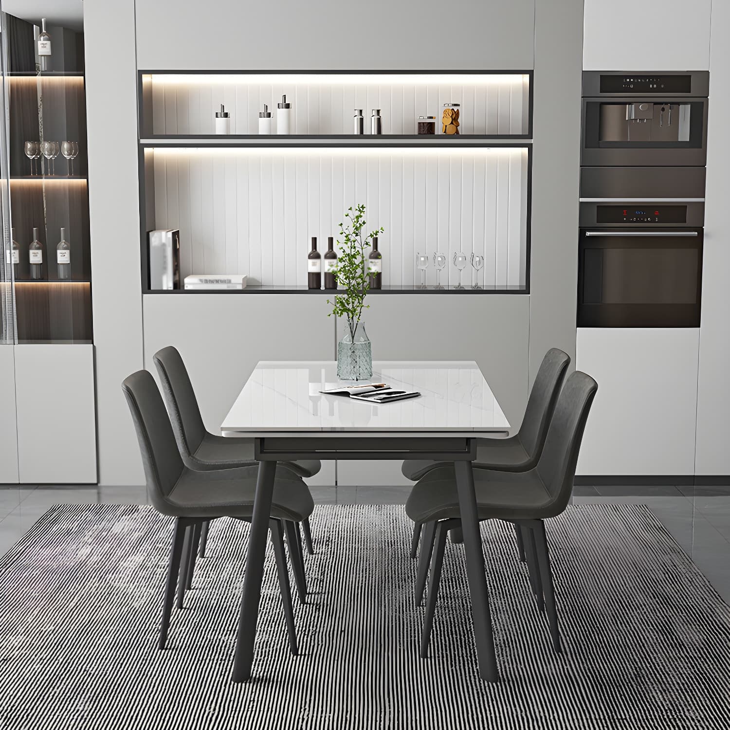 Contemporary 1/4/5/7 Pieces Dining Set Rectangle Dining Table Set with 4 Legs thumbnail 3