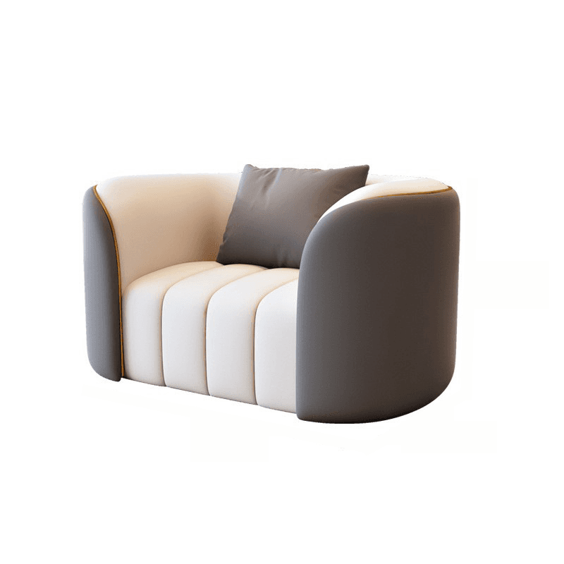 Trendy Grey/Ivory Solid Color 3-seater/for 2/1 Person Floor Sofa/Loveseat/Single Sofa with Tuxedo Arm for Sitting Room thumbnail 1