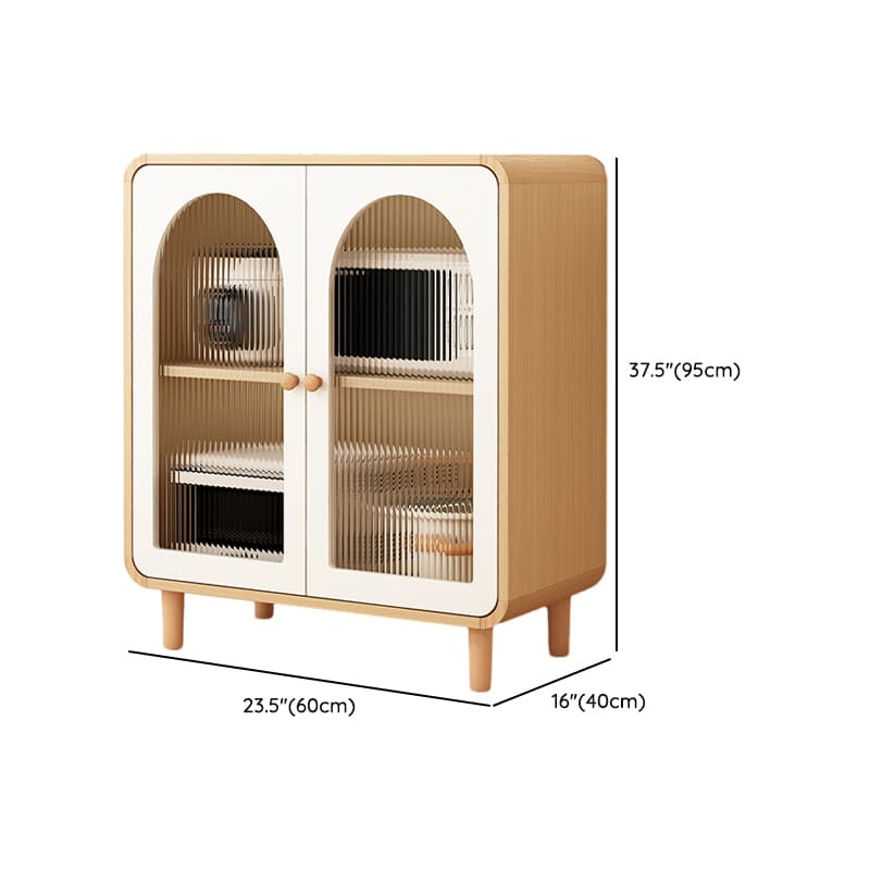 Scandinavian Wood Buffet 3 Cabinet Doors with Glass Interior Shelves thumbnail 19