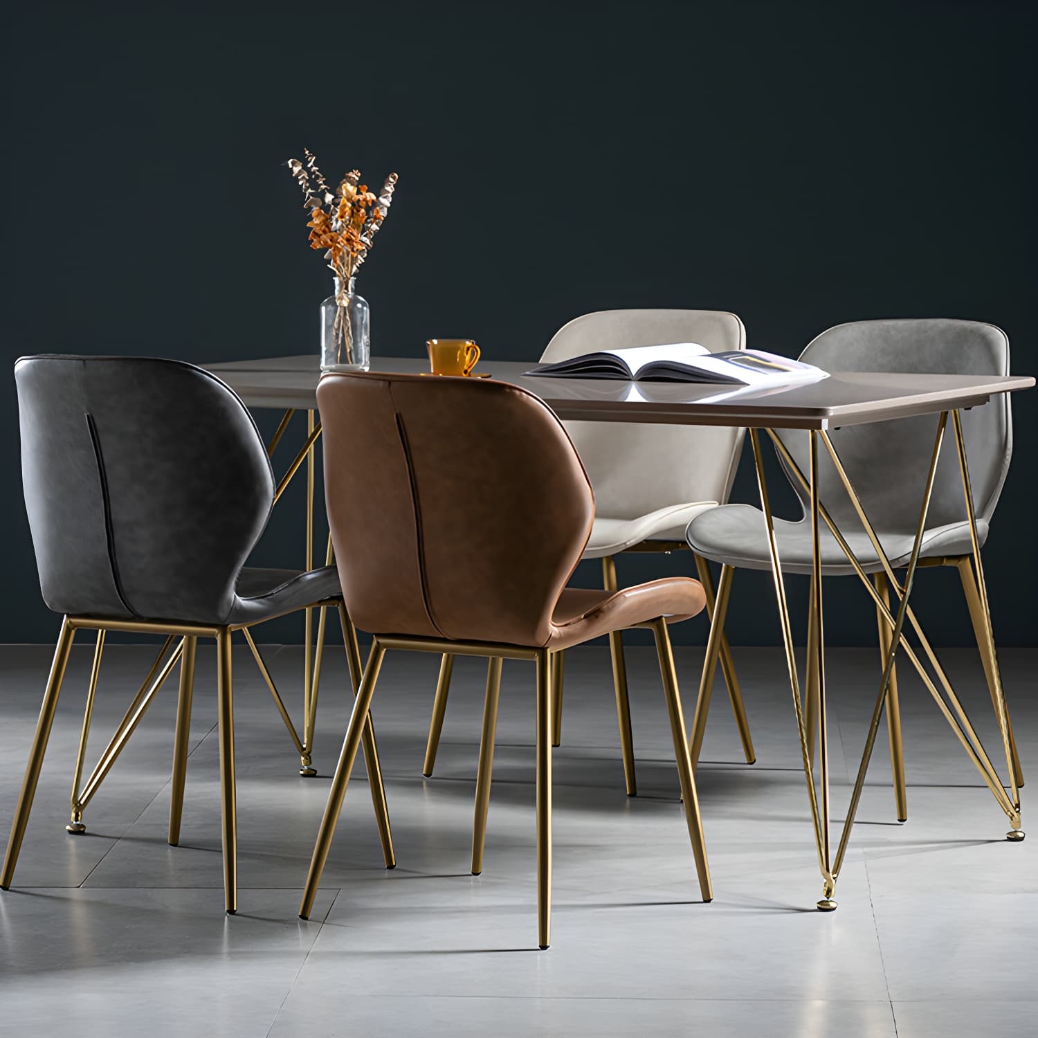 Scandinavian Leather Home Side Chair Matte Finish Wingback Dining Chair (Set of 2) thumbnail 24