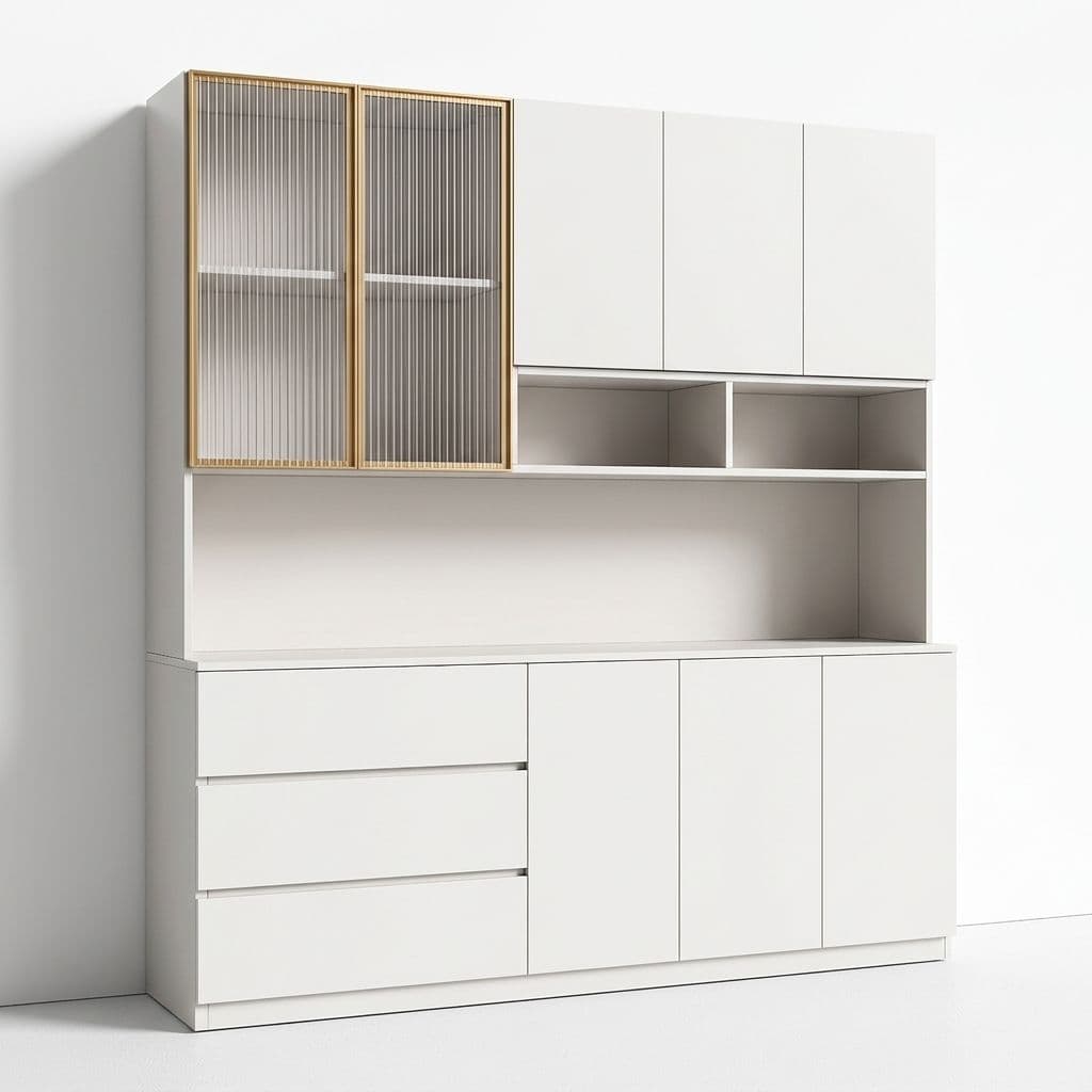 Trendy Sideboard with 3 Drawers, Cupboard, Wide/Standard/Narrow Sizes, 2/1 Shelves, Cabinets, and Glass-panel Door thumbnail 19