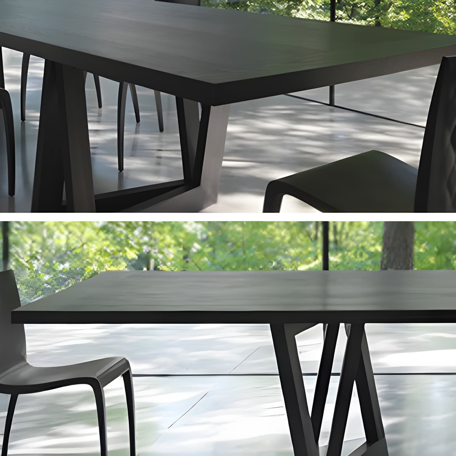 Industrial Solid Wooden Table Restaurant Rectangle Dining Table with Double Pedestal Base thumbnail 6