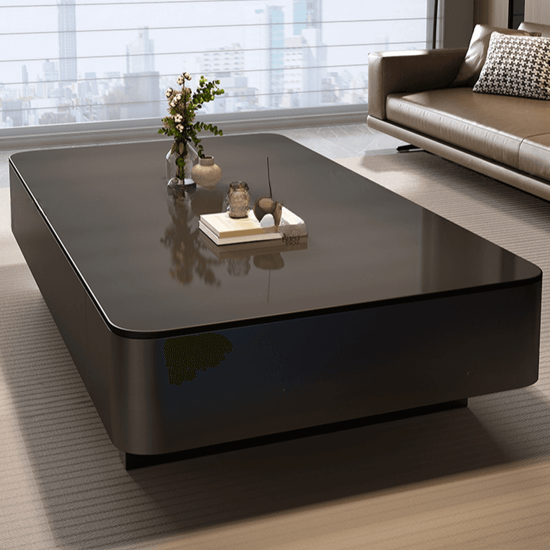 Rectangular Side Table with Twin Support Base, Rawhide Upholstery, and 2 Drawers thumbnail 12