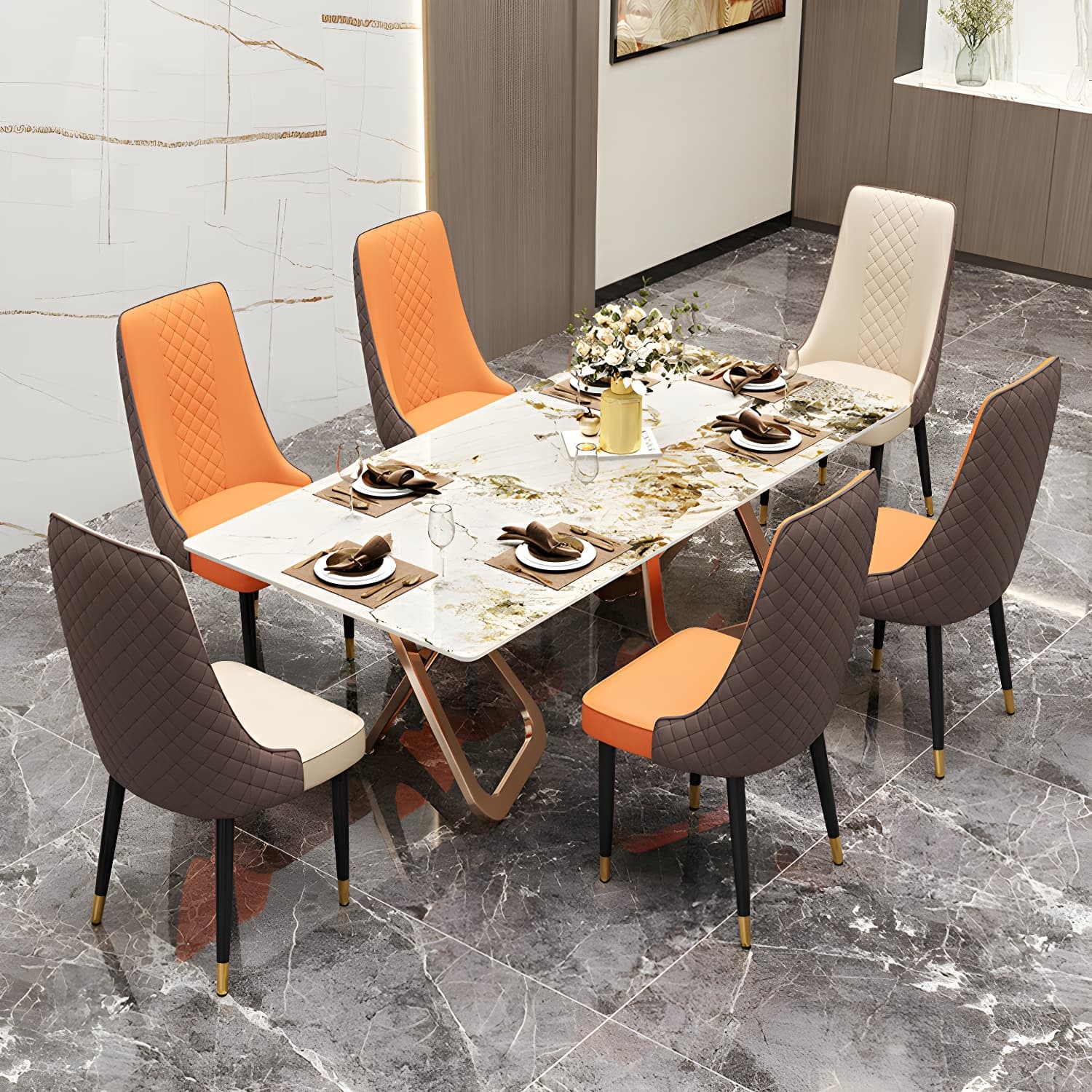 Comfortable and Stylish Faux Leather High Back Upholstered Chair for Kitchen and Dining thumbnail 9