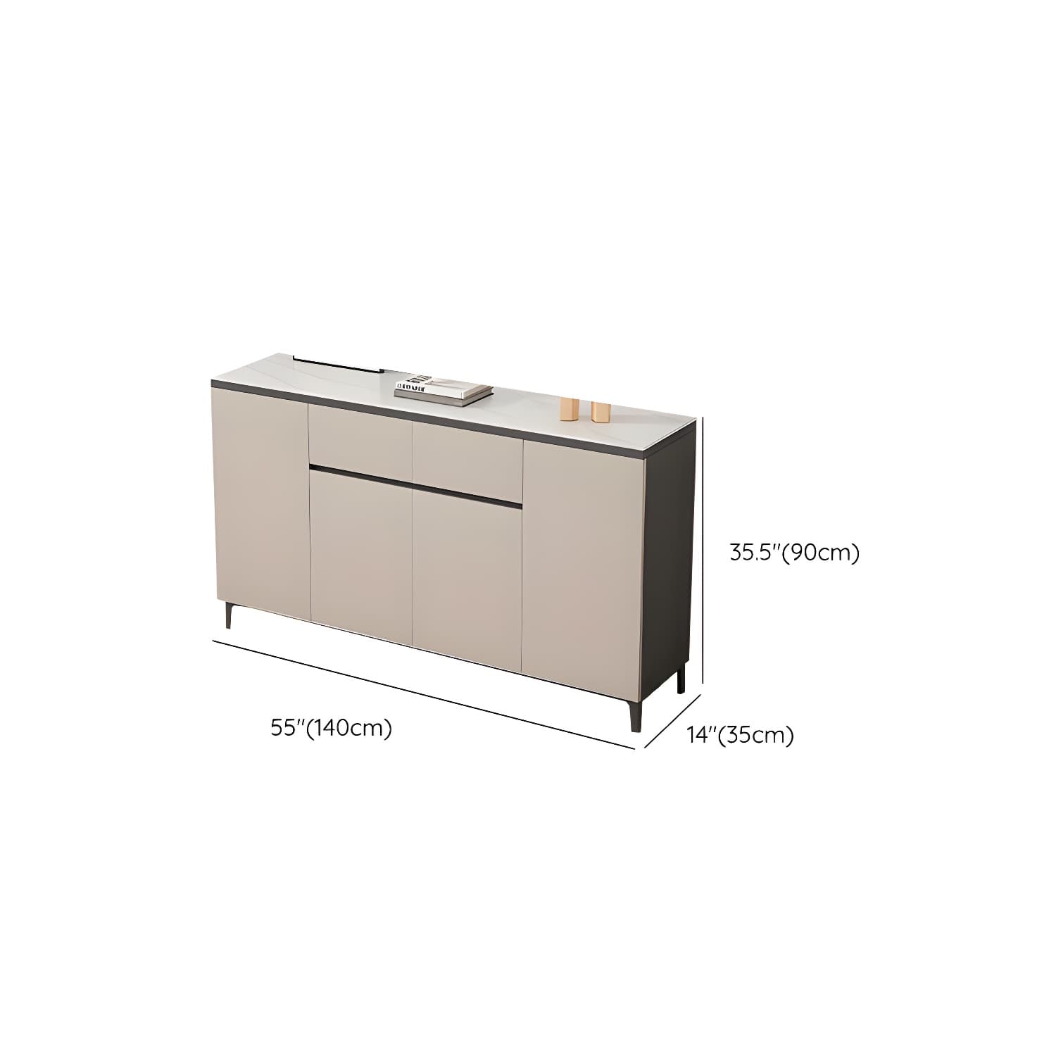 Wooden Modern Stone Countertop Buffet Sideboard with Drawers for Living Room thumbnail 21