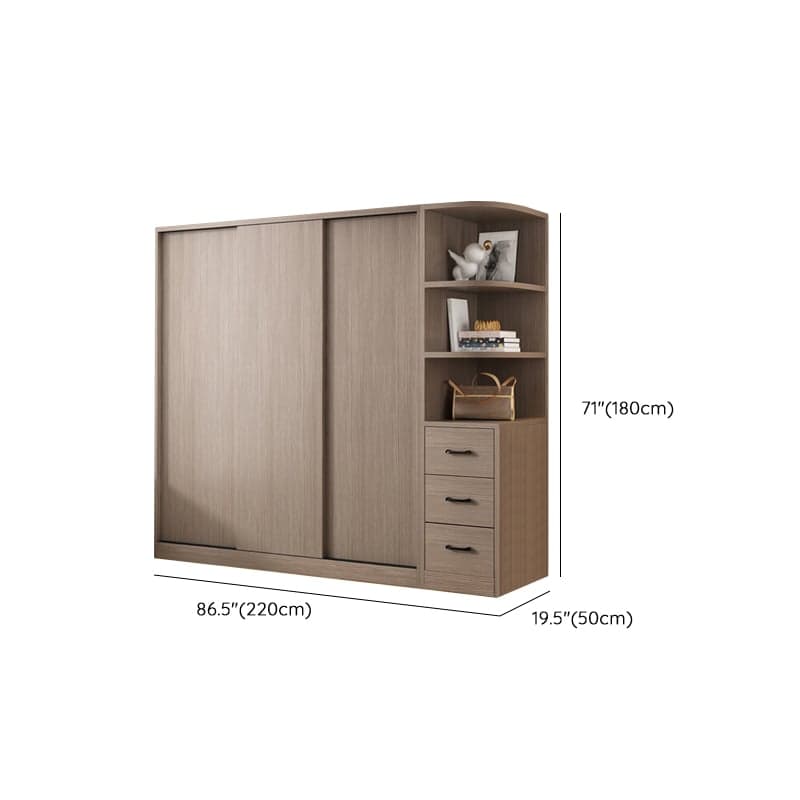Sleek Natural Finish Modern Wooden Standalone Wardrobe Closet with Soft Close Features and Hanging Rod - image 29
