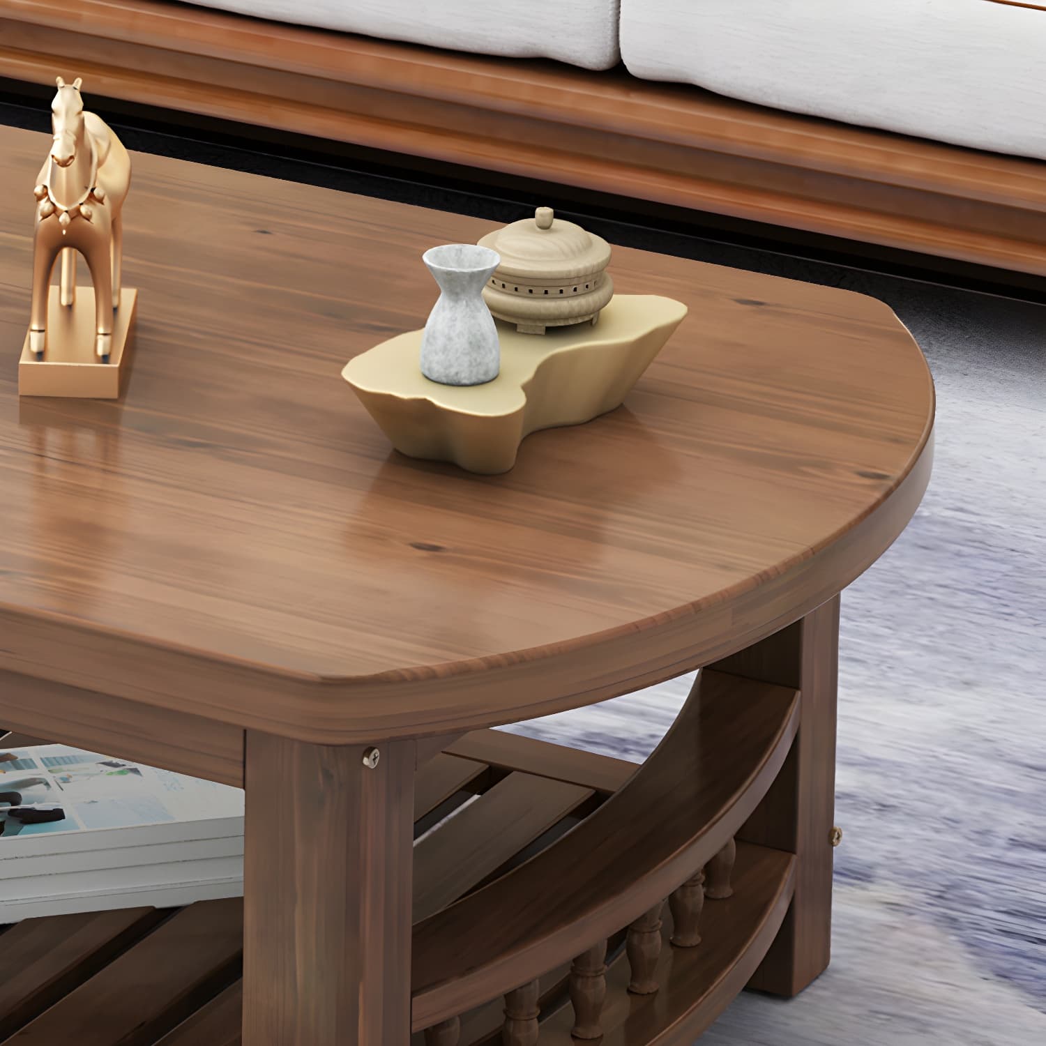 Contemporary Coffee Table Storage Solid Wood Coffee Cocktail Table thumbnail 12