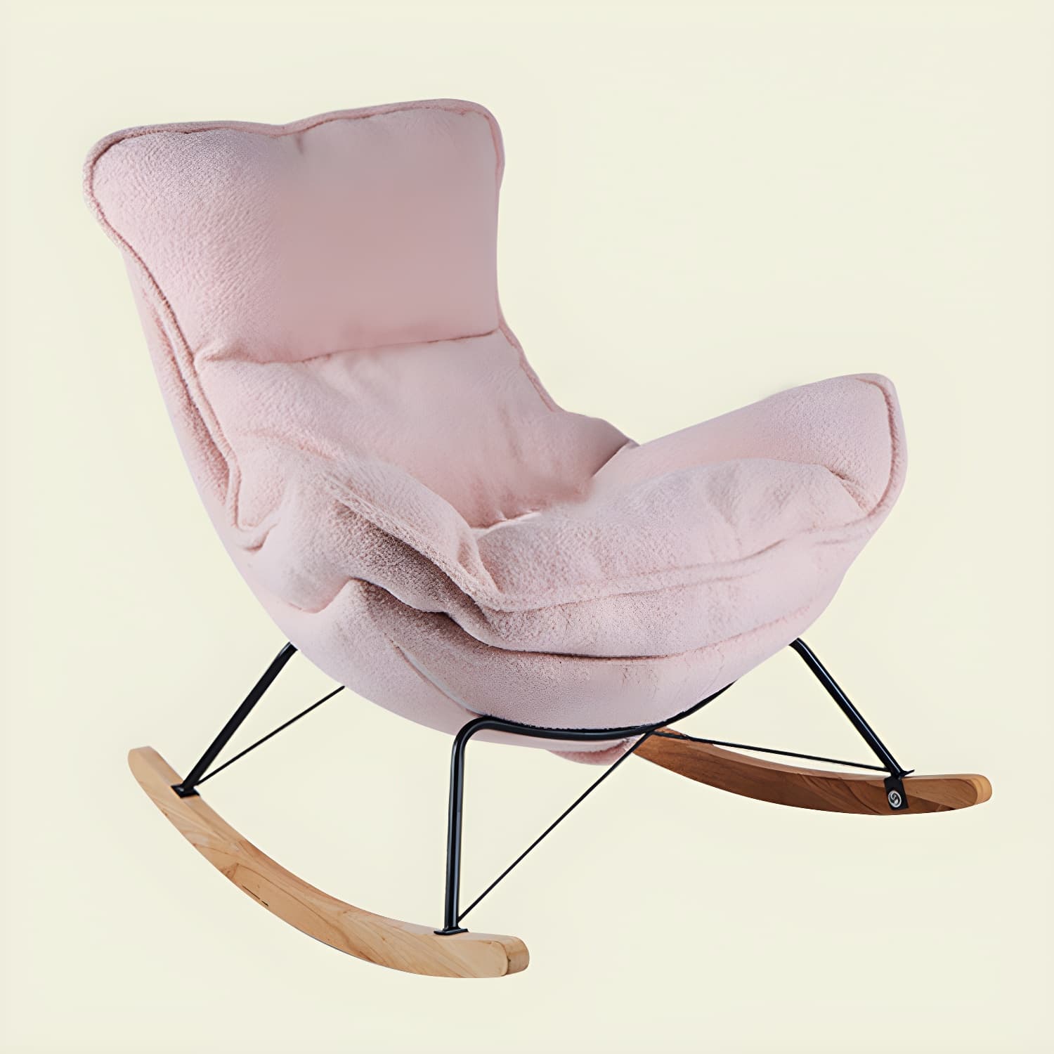 Contemporary Rocking Chair Fabric Upholstered Tufted Wing Chair Back Baby Rocking Chair thumbnail 9
