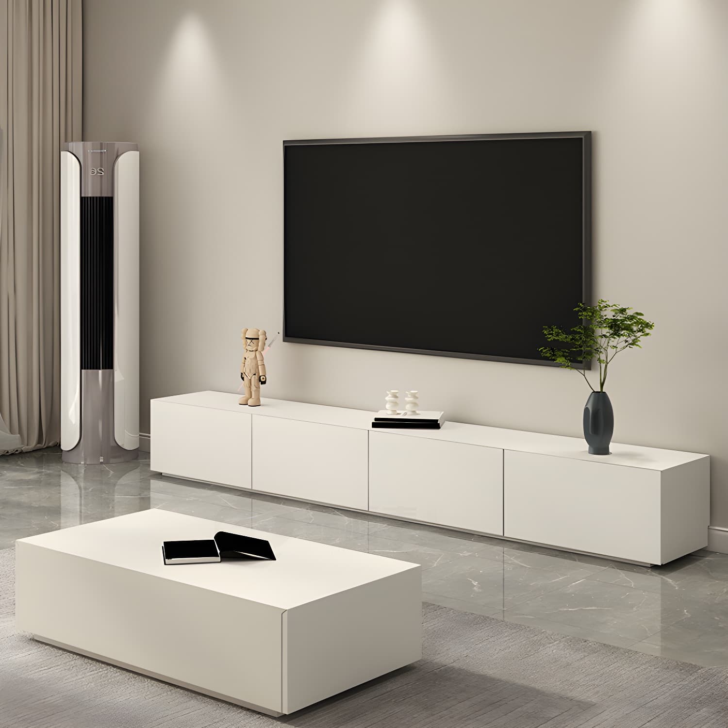 Modern Media Console Wood Media Console TV Stand for Living Room thumbnail 1