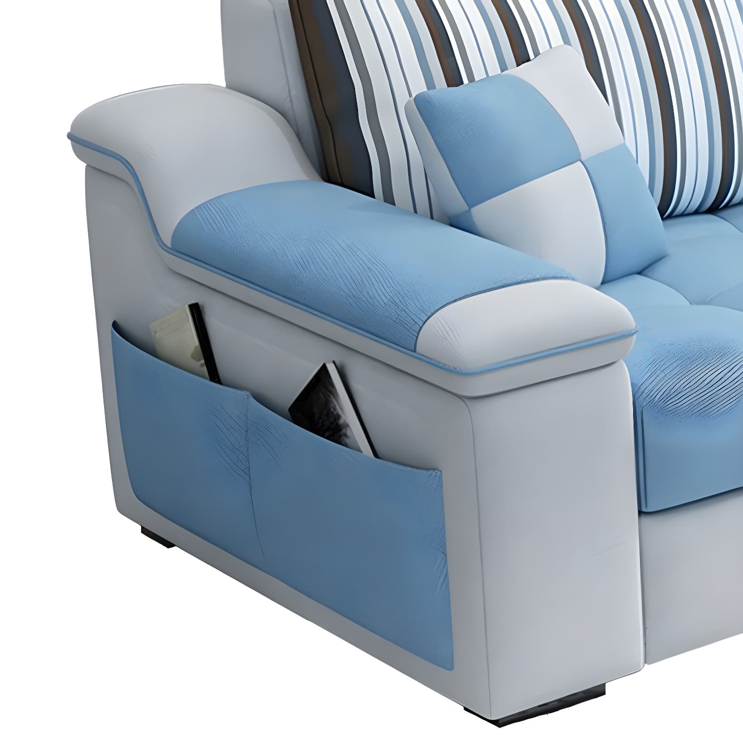 3-Seater Cotton Blend and Faux Leather L-Shape Sectionals Sofas thumbnail 13
