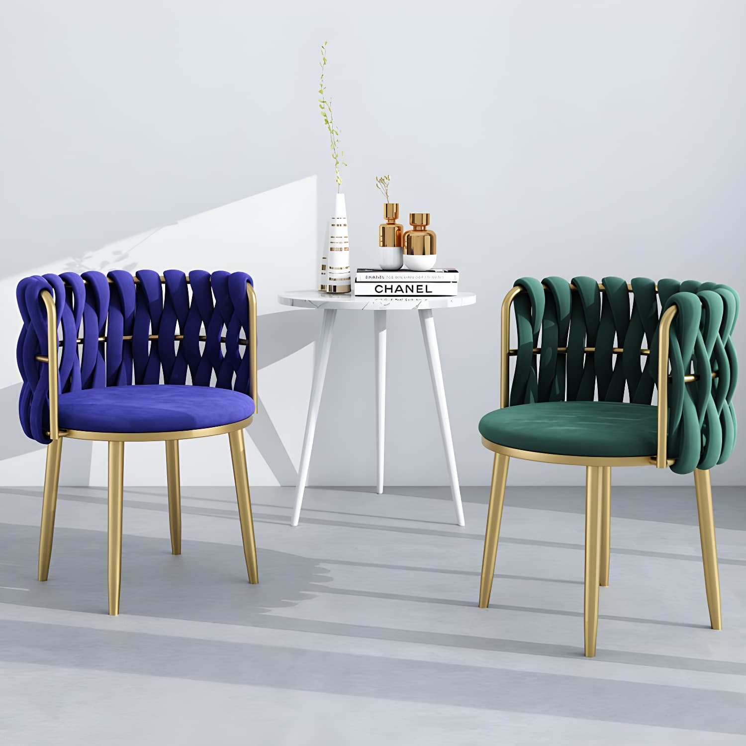 Nordic Metal Dining Room Chairs Velvet Armless Dining Chairs for Restaurant thumbnail 9