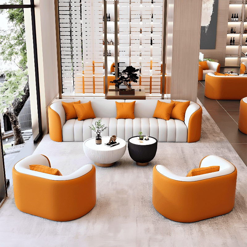 Trendy Grey/Ivory Solid Color 3-seater/for 2/1 Person Floor Sofa/Loveseat/Single Sofa with Tuxedo Arm for Sitting Room thumbnail 7