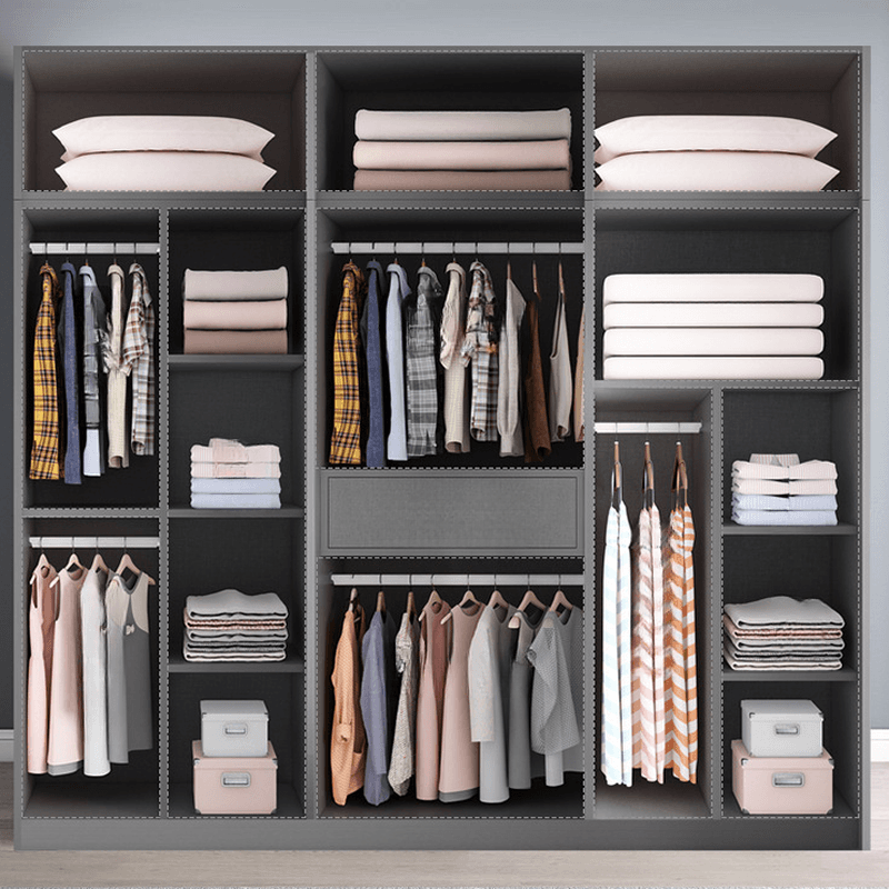 Trendy Dove Grey Wooden Wardrobe with Interior Shelves, Soft Close Door & Hanging Rod thumbnail 3
