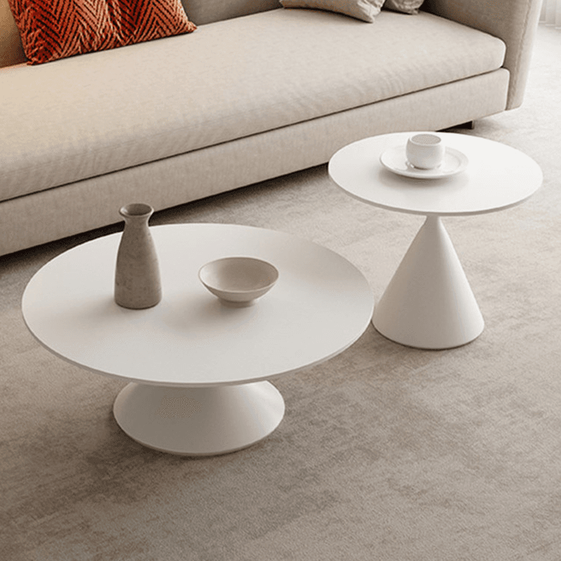 Single/Nesting Postmodern Circular-shaped Chalk/Ink Sintered Stone Pedestal Base Side Table thumbnail 6