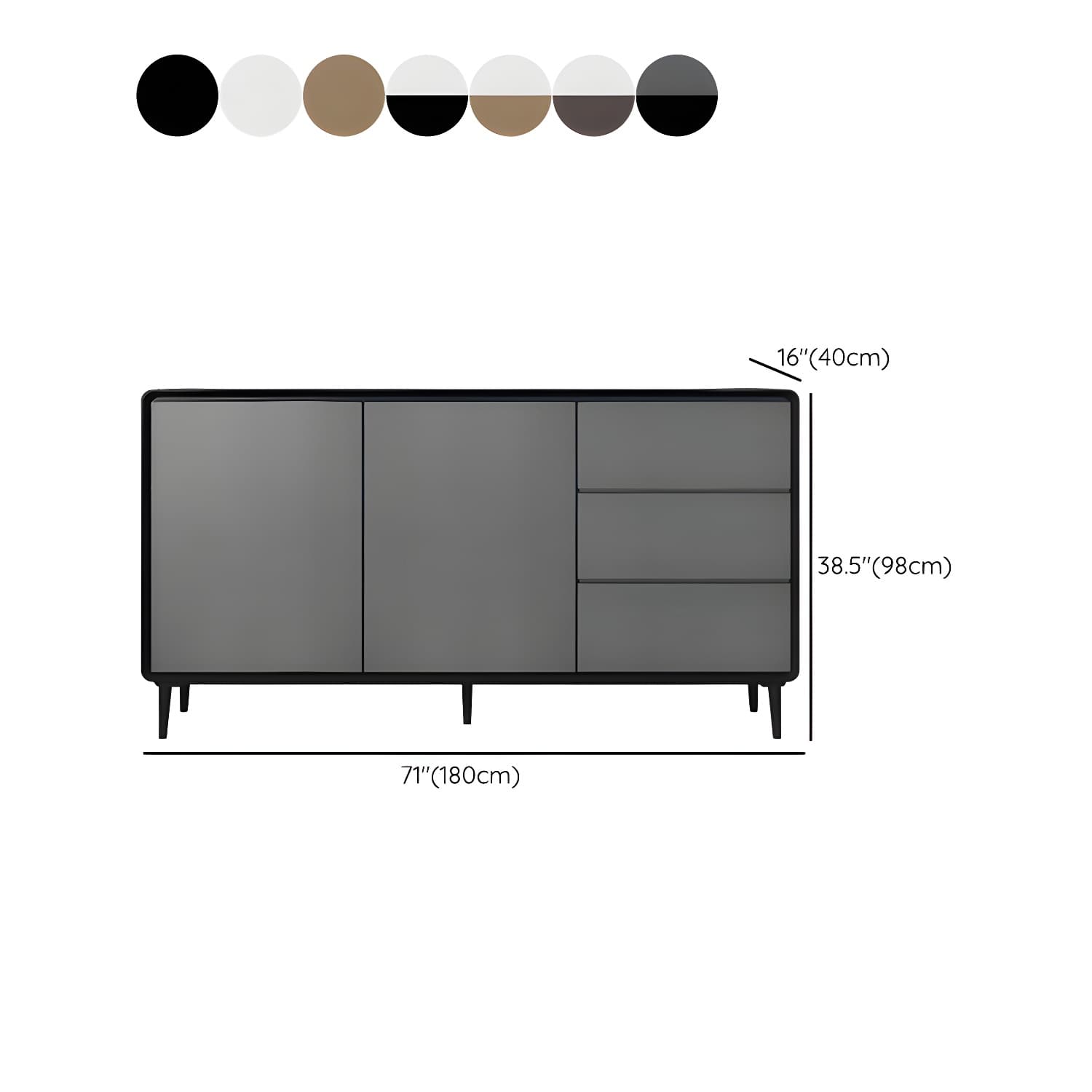 Modern Wood Buffet Sideboard Cabinet with 2 Doors and 3 Drawers thumbnail 26