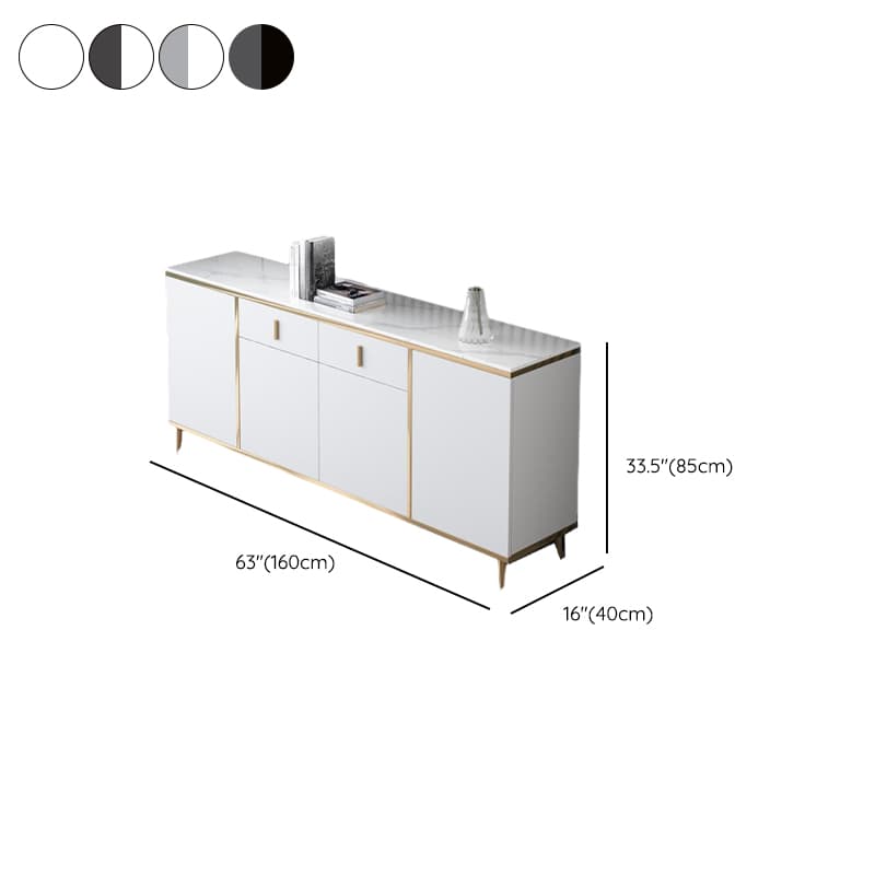 Art Deco Sideboard with 2 Drawers, Narrow/Standard Size, 3 Shelves, Sintered Stone Countertop, 4/3 Doors, Self-supporting thumbnail 12