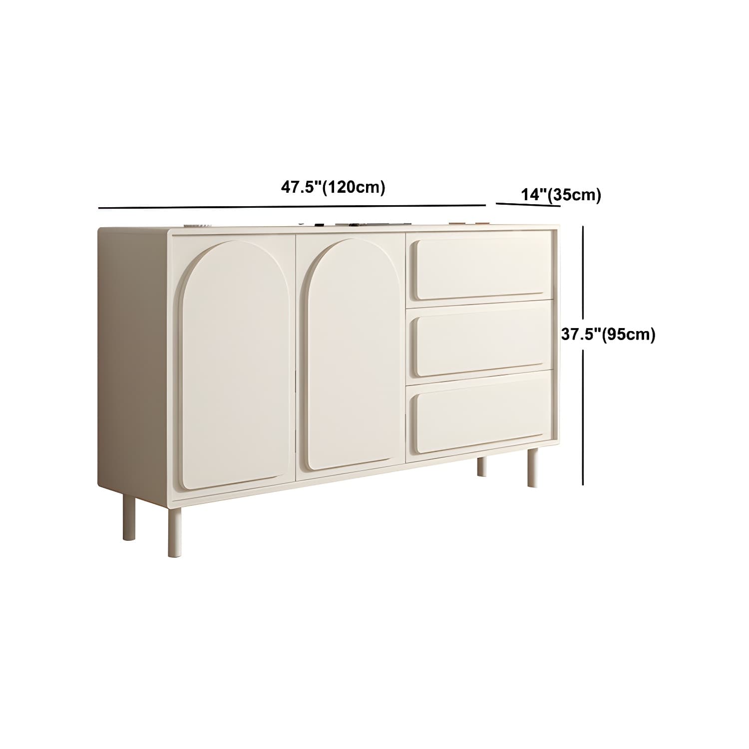 37.4"Tall White Wooden Cabinet , 3- Drawer Rectangle Accent Cabinet thumbnail 13