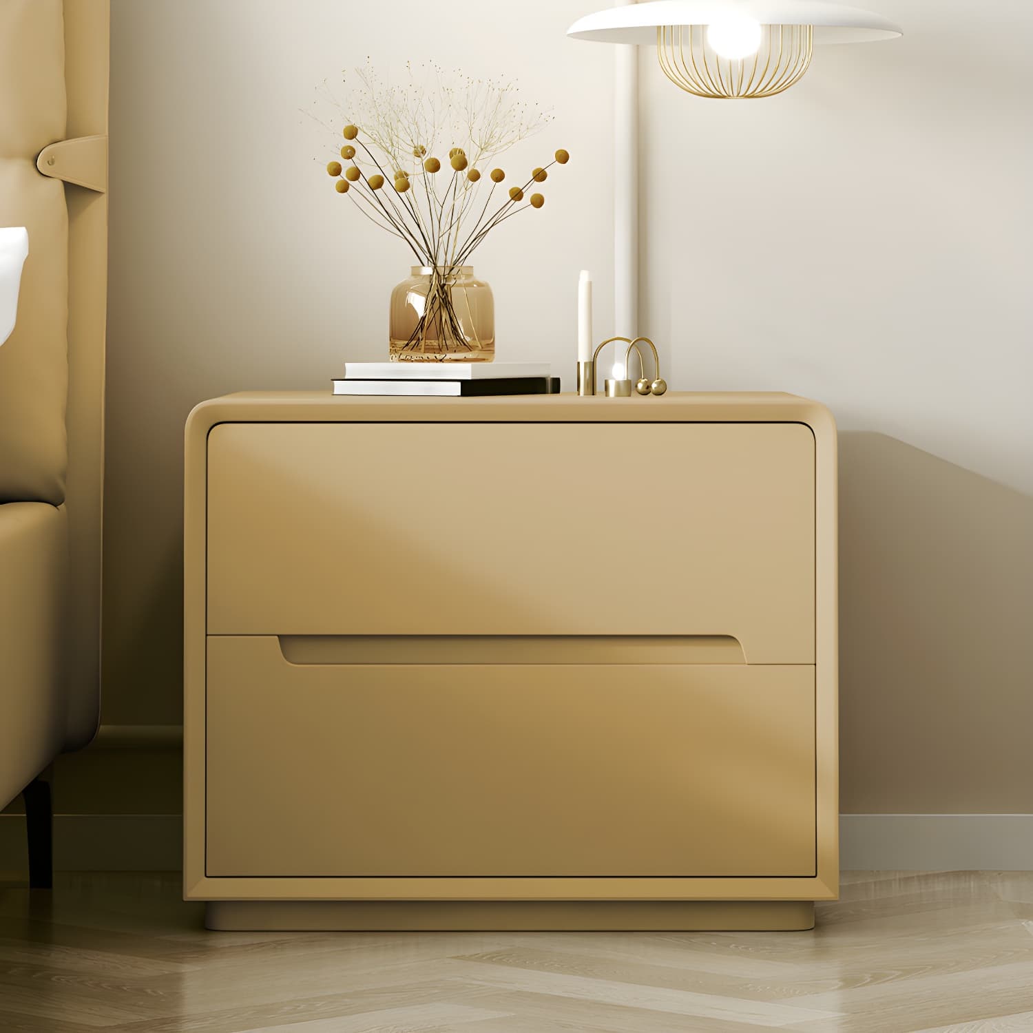 Modern Wood Drawer Nightstand for Small Spaces with 2 Drawers in Narrow Design thumbnail 1