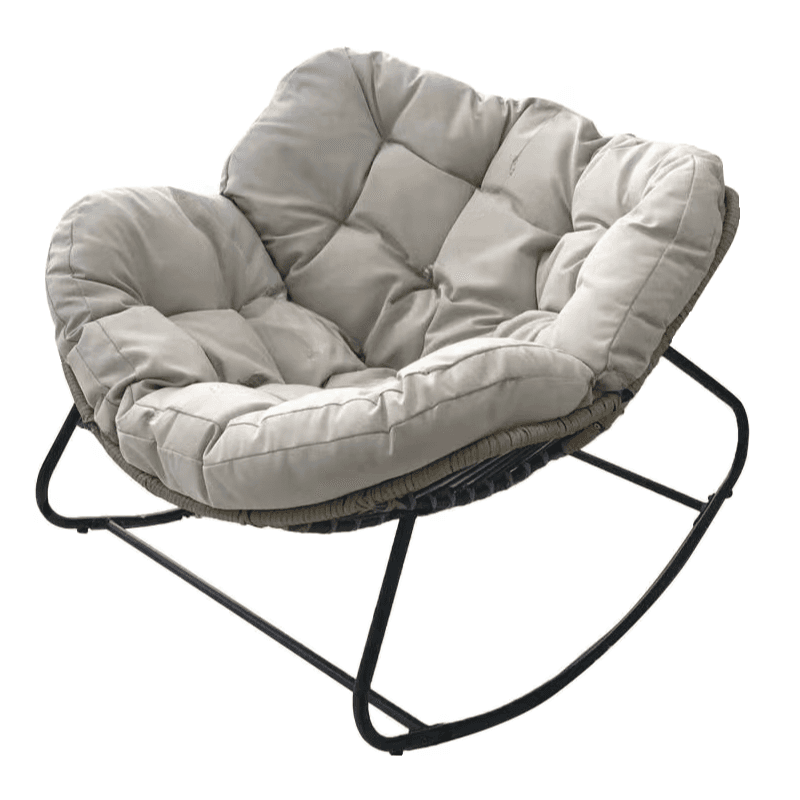 Midnight Black/Chalk/Cocoa Ergonomic Rocking Chair Couch with Rear Back, Stationary thumbnail 19