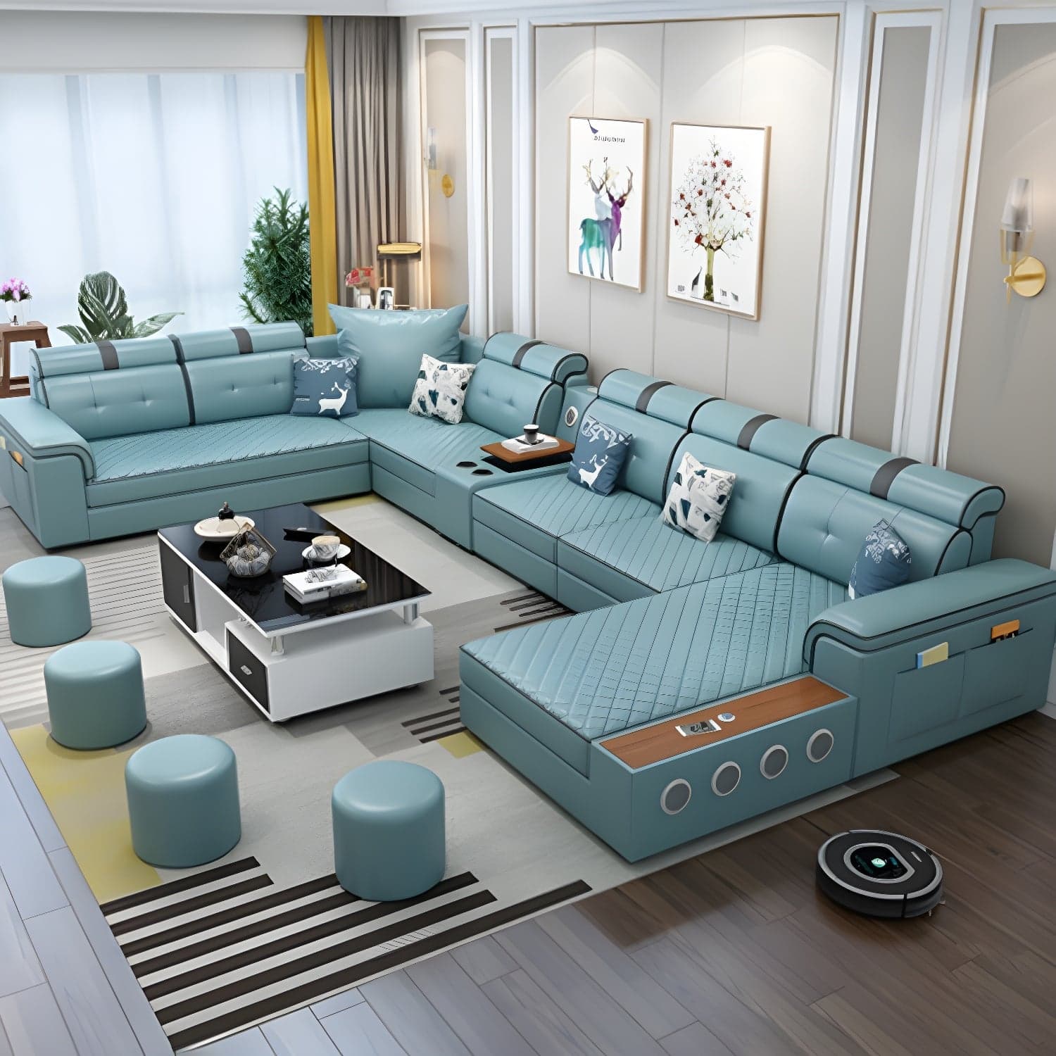 Modern Faux Leather Sofa Stain-Resistant Pillow Top Arm Furniture Sectionals thumbnail 6