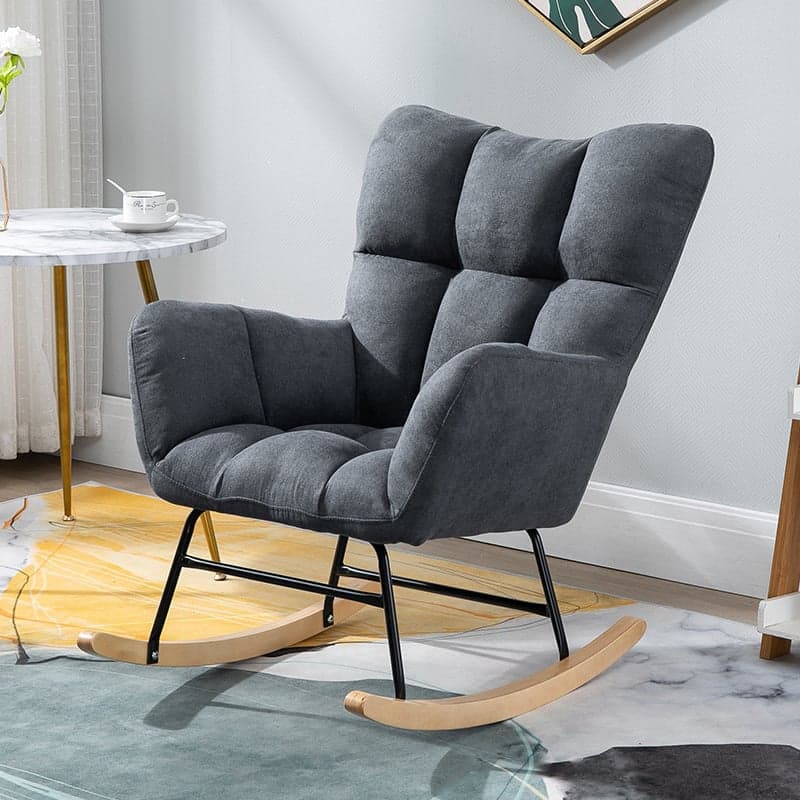 Contemporary Alloy Cushioned Living Room Rocking Chair 2 Piece Set with Footstool & Recessed Arm thumbnail 6