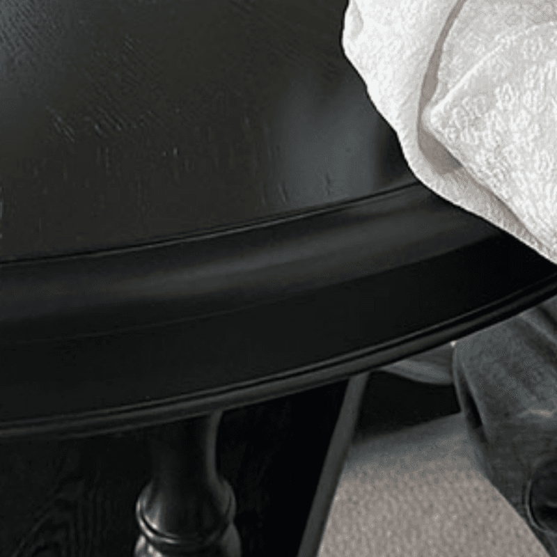 Minimalist Dark Wood Dining Table Set with Wood Slab, 4 Legs, Padded Chair, and Back thumbnail 6