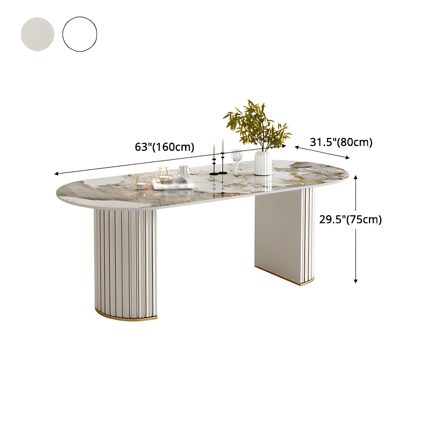 Glam 1/2/5/6/7 Pieces Dining Set Oval Sintered Stone Dining Table Set thumbnail 12