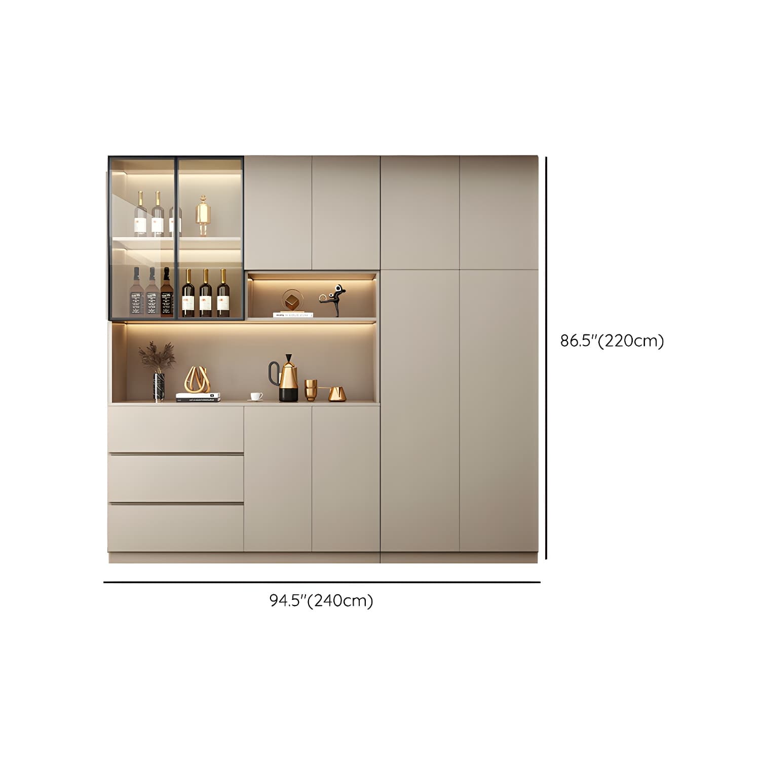 Contemporary Champagne Engineered Wood Shelves Included Sideboard with Doors thumbnail 21