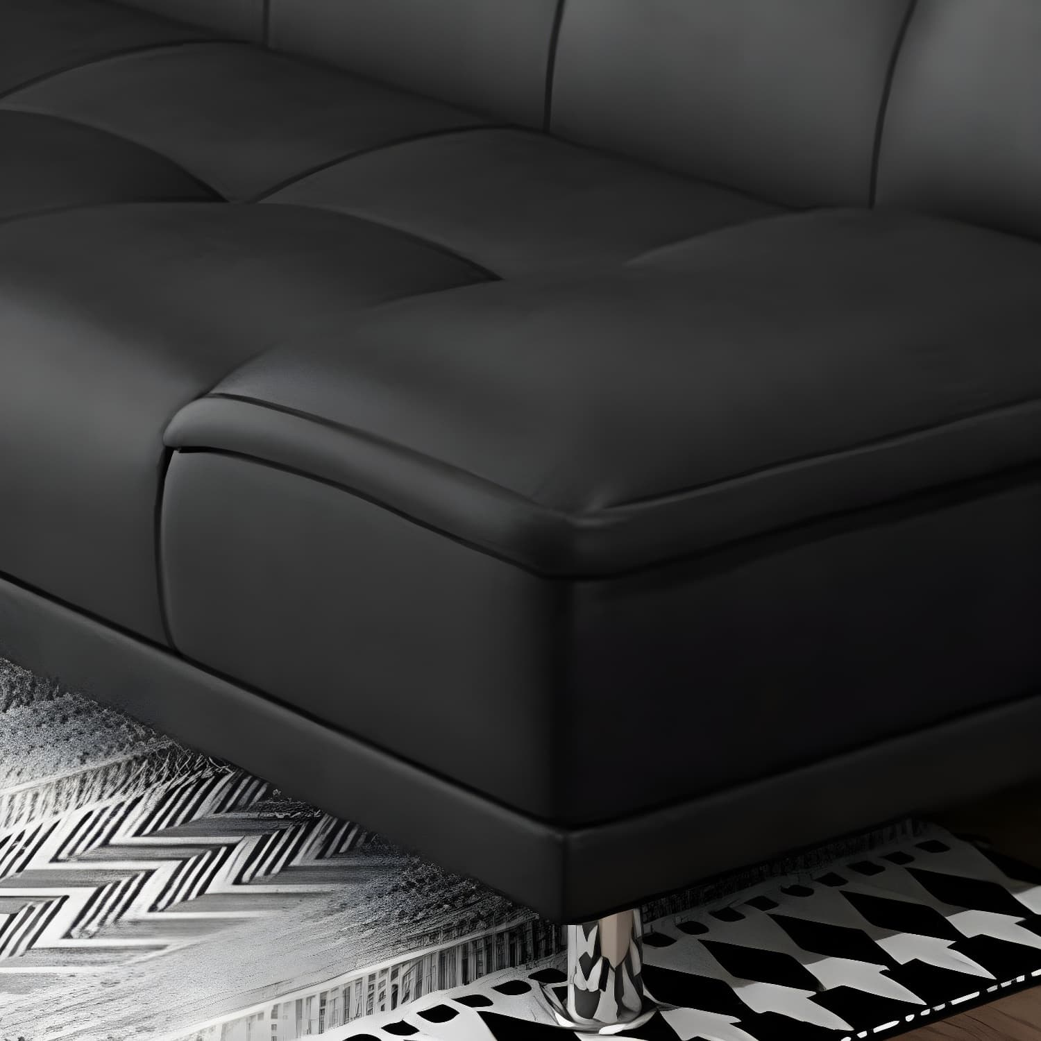 75"Modern Minimalist Armless Foldable Sleeper Leather Settee thumbnail 13