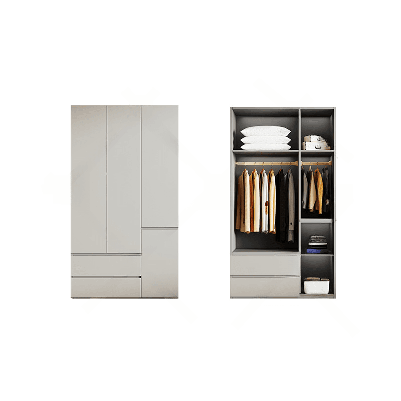 Cream Trendy Reclaimed Wood Wardrobe Armoire with Soft Close Drawer, Soft Close Door, Interior Shelves, and Clothing Rod thumbnail 32