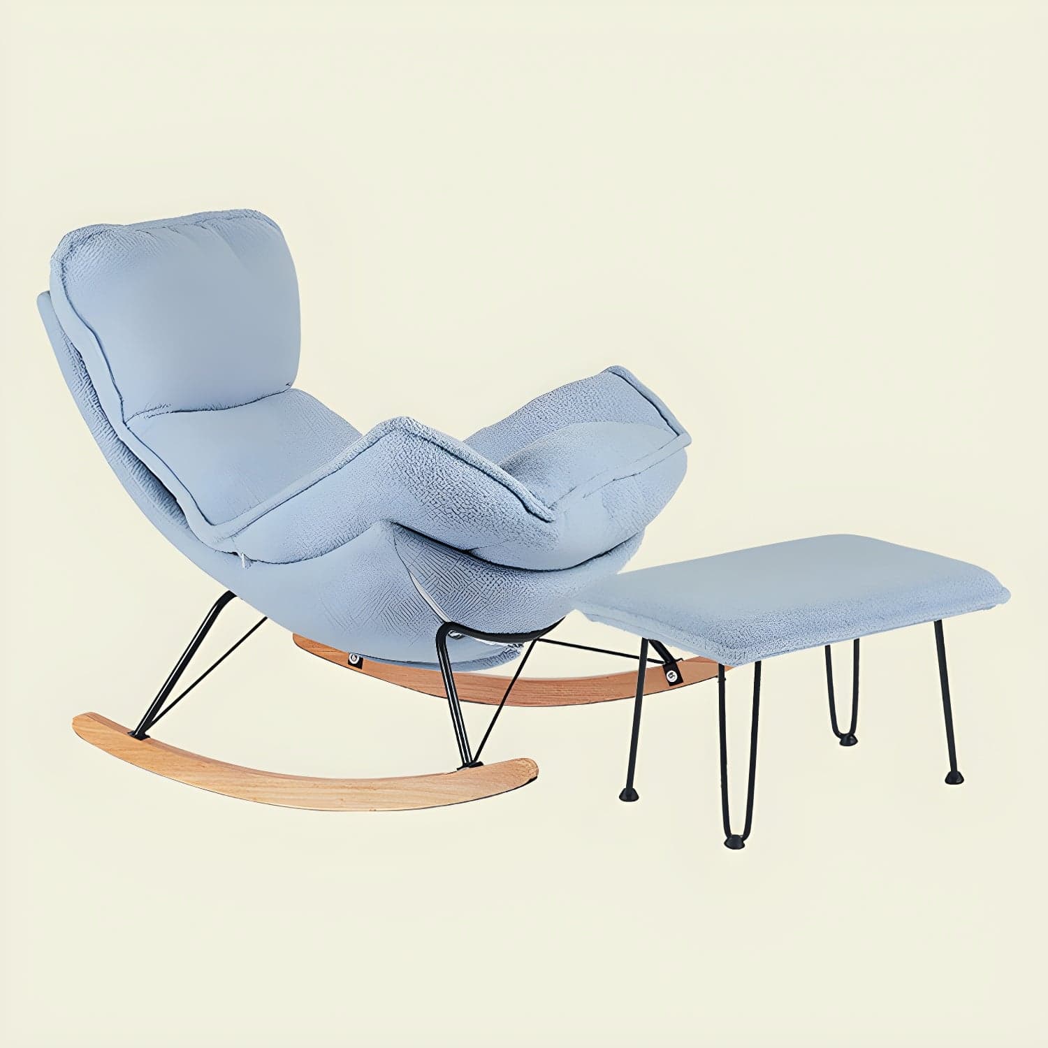 Contemporary Rocking Chair Fabric Upholstered Tufted Wing Chair Back Baby Rocking Chair thumbnail 1