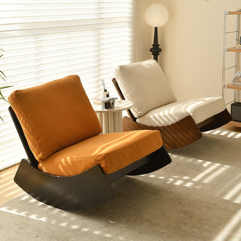 Dove Grey/Amber Color Modish Rocking Seat Upholstered and Scratch-proof Stationary with Spindle Back and Rear thumbnail 6