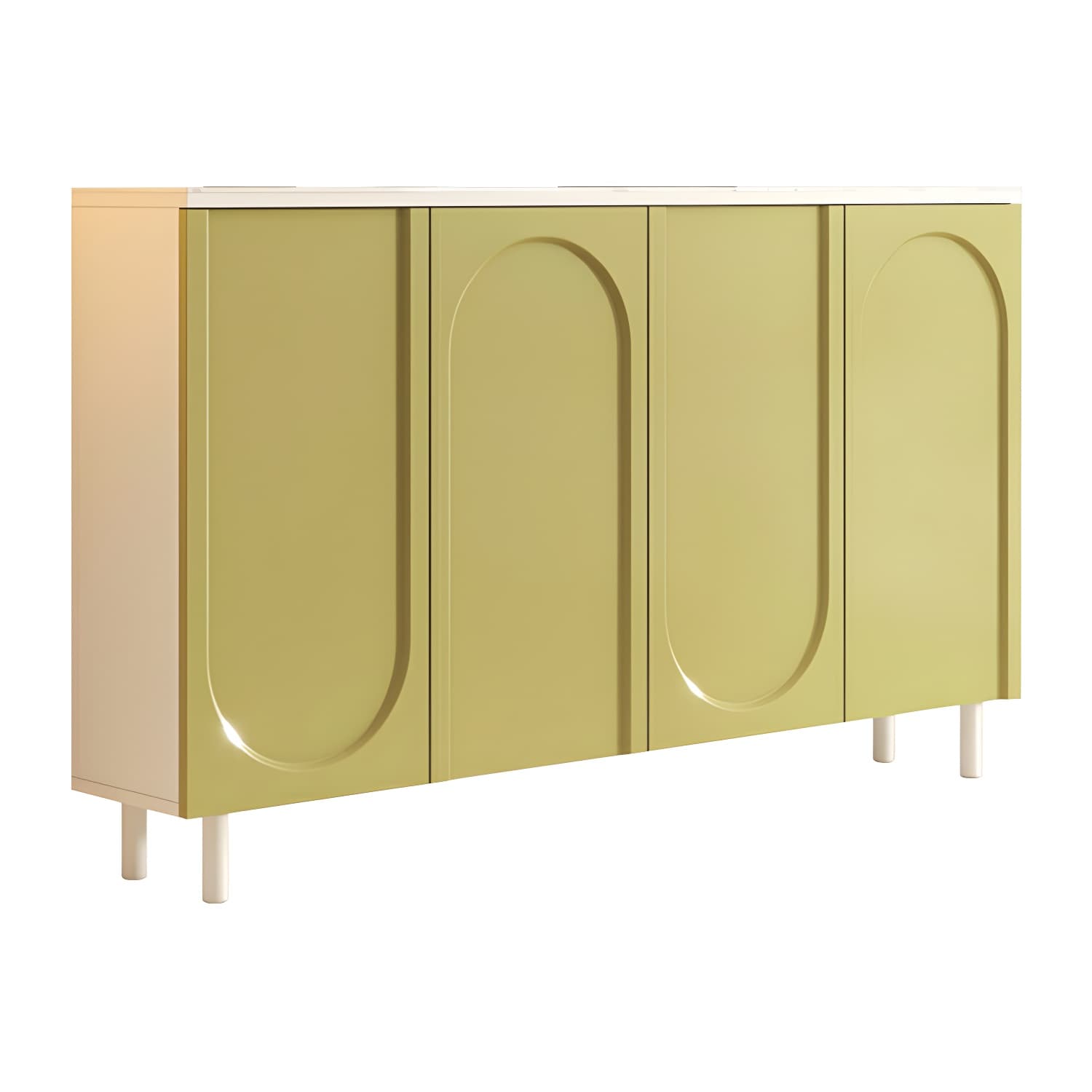 Scandinavian Wood Sideboard Cabinet with Stone Countertop, Adjustable Shelves - image 15