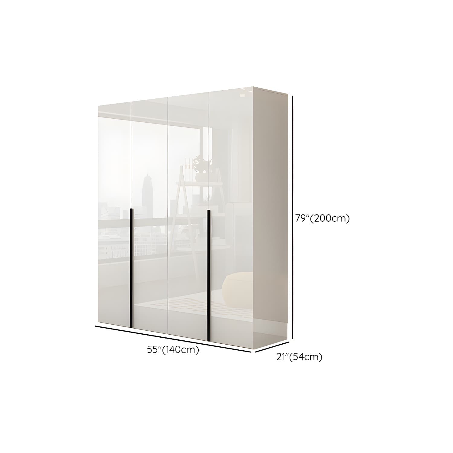Hinged Wardrobe Armoire with Shelves White Wardrobe Closet for Home thumbnail 12