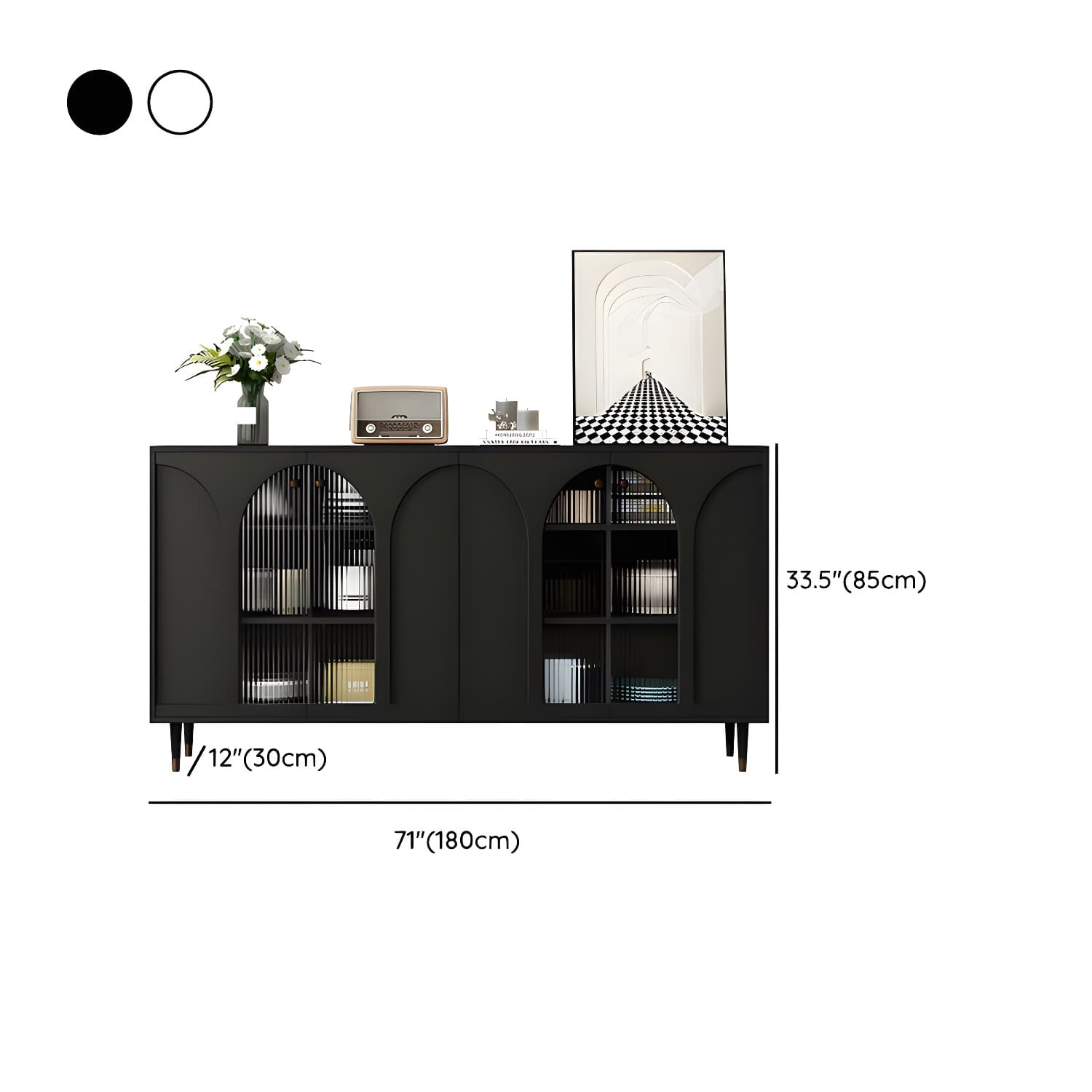 Wooden Modern Glass Door Kitchen Sideboard with Adjustable Shelving thumbnail 18
