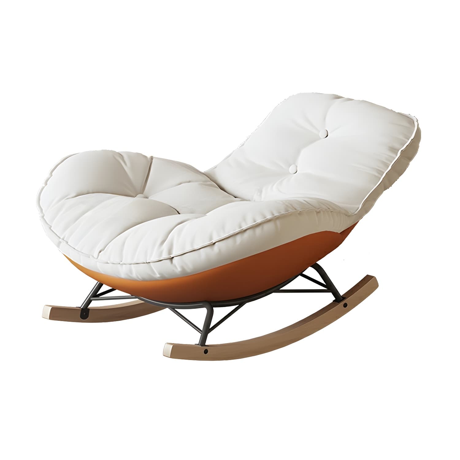 Contemporary Upholstered Rocking Chair with White Tufted Flannel Cushion and Solid Wood Legs thumbnail 9