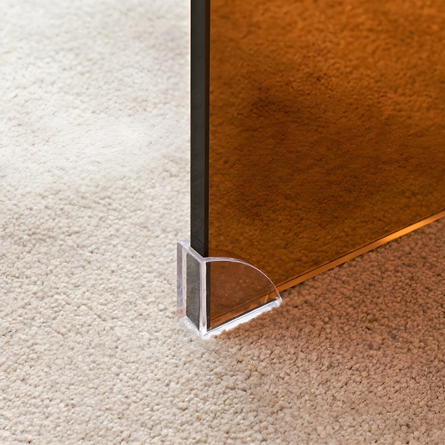 Brown Glass Sled Coffee Table Modern Rectangular 1 Single Cocktail Table thumbnail 6